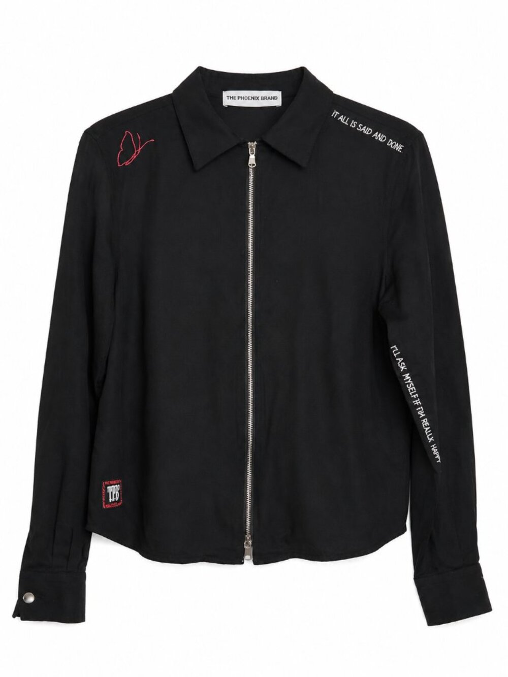 The Phoenix Brand Women’s Black Embroidered Zip-Up Jacket Size XXS